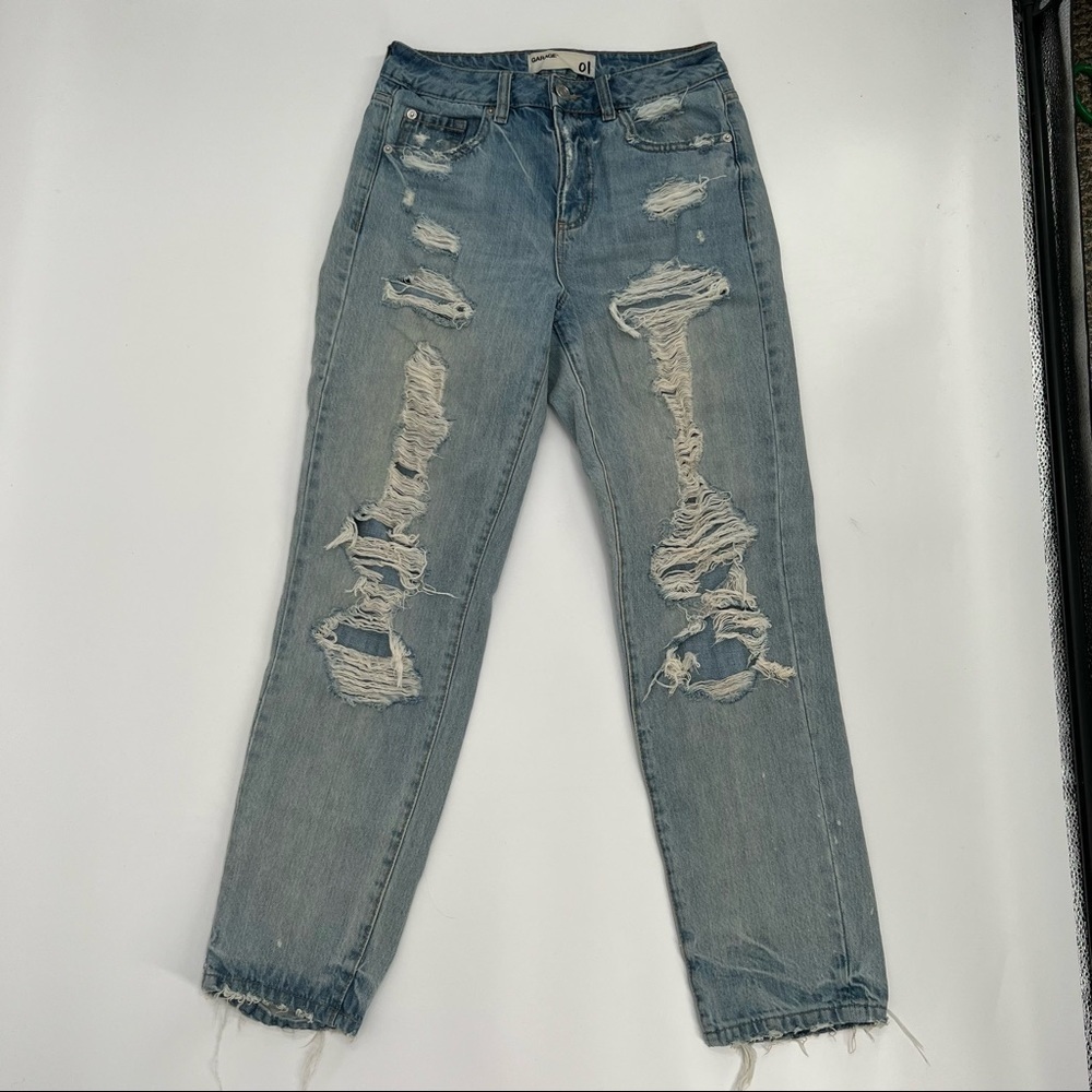 Garage The Mom Distressed Frayed Hem Jeans Size 01 Women's